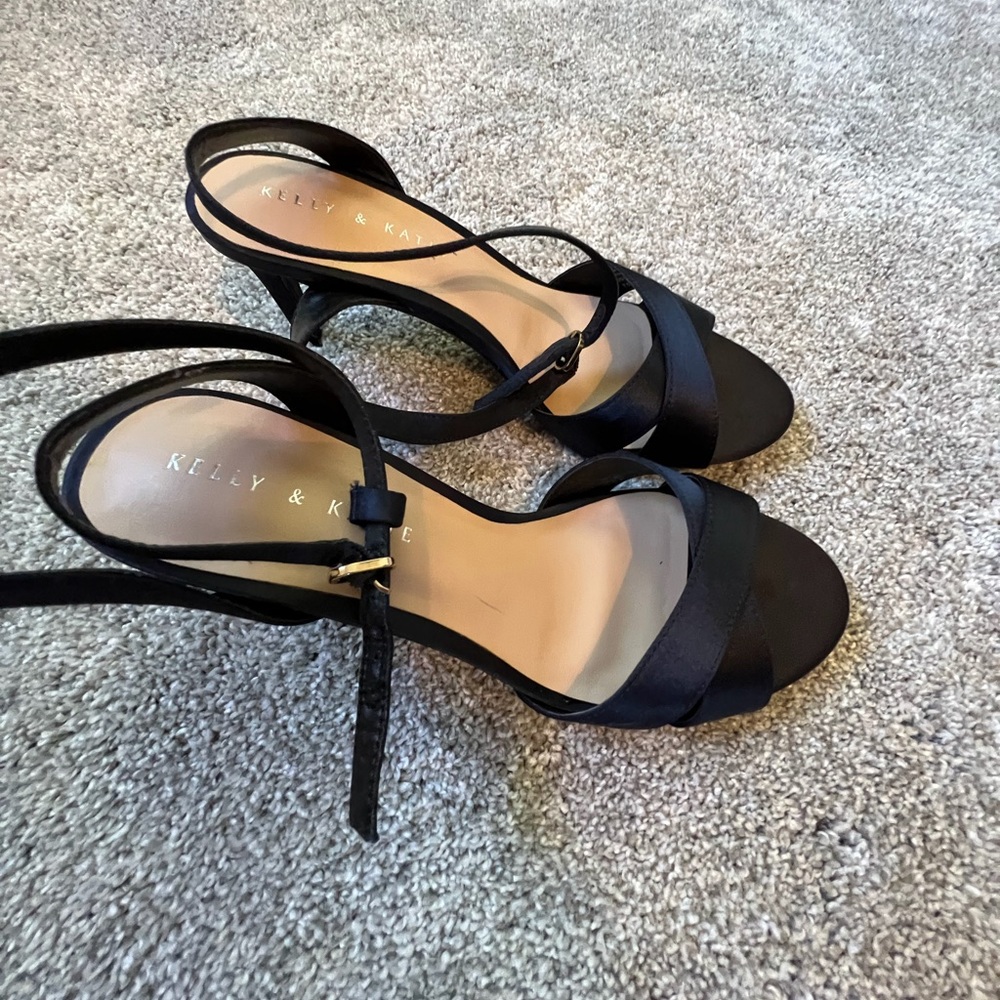 Kelly and Katie’s navy satin heels